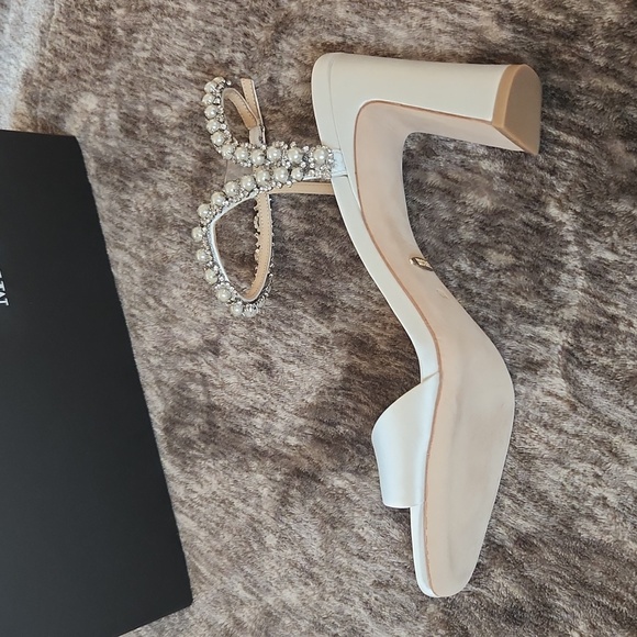 Badgley Mischka Korina Square Toe Adorned Strap High Heel Sandals - Picture 8 of 10